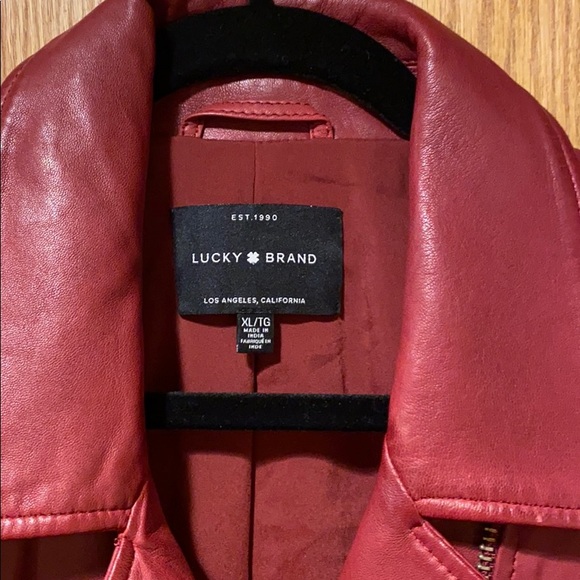 Lucky Brand Red Leather Moto Jacket - Picture 2 of 7
